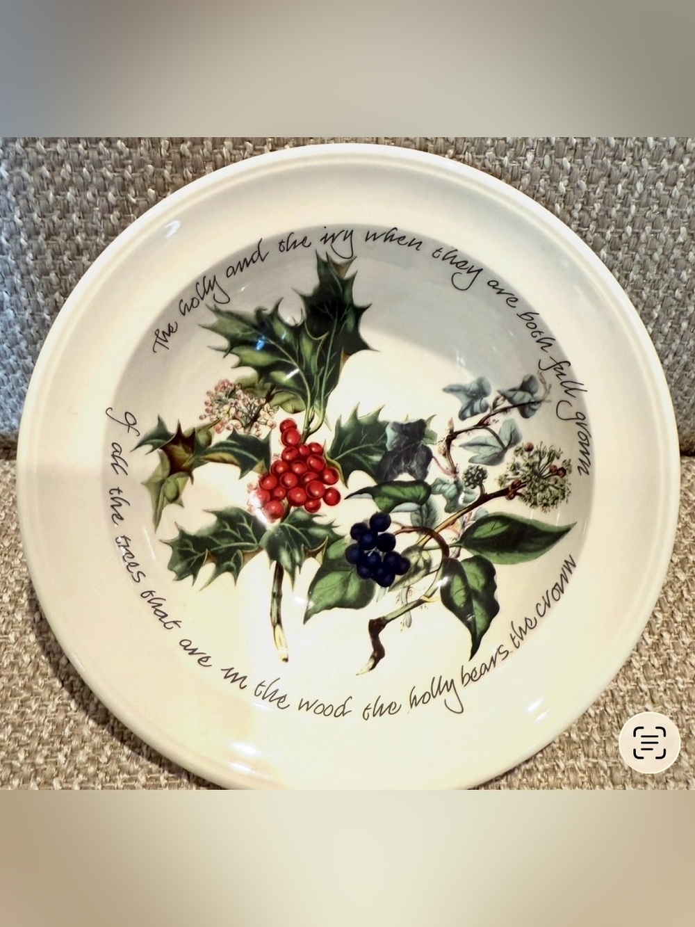 Portmeirion Ceramic Holly Serving Bowl - White with Red & Blue Berries